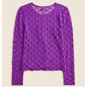 J. Crew Purple Sheer Lace Long-Sleeve Top
